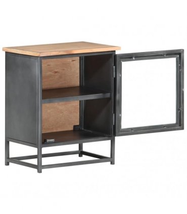 vidaXL Bedside Cabinet Grey 40x30x50 cm Solid Acacia Wood
