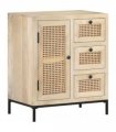 vidaXL Sideboard 60x35x70 cm Solid Mango Wood and Natural Cane