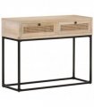 vidaXL Console Table 100x35x76 cm Solid Mango Wood and Natural Cane