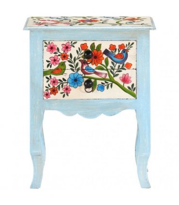 vidaXL Hand Painted Bedside Cabinet 40x30x50 cm Solid Mango Wood