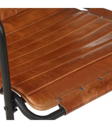 vidaXL Relaxing Armchair with a Footrest Brown Real Leather