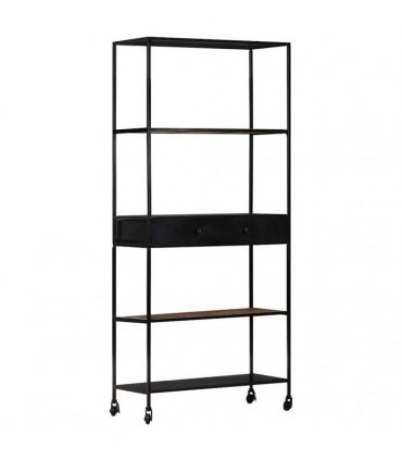 vidaXL Book Cabinet 80x35x180 cm Rough Mango Wood & Iron