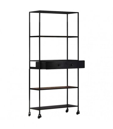 vidaXL Book Cabinet 80x35x180 cm Rough Mango Wood & Iron