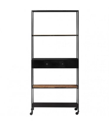 vidaXL Book Cabinet 80x35x180 cm Rough Mango Wood & Iron