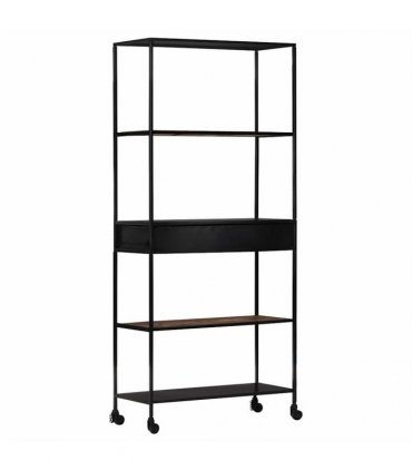 vidaXL Book Cabinet 80x35x180 cm Rough Mango Wood & Iron