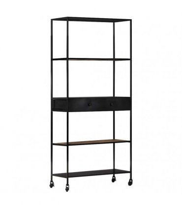 vidaXL Book Cabinet 80x35x180 cm Rough Mango Wood & Iron