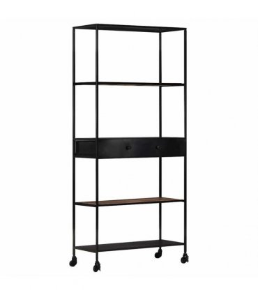 vidaXL Book Cabinet 80x35x180 cm Rough Mango Wood & Iron