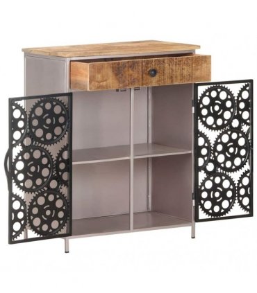 vidaXL Sideboard 60x35x75 cm Rough Mango Wood & Iron
