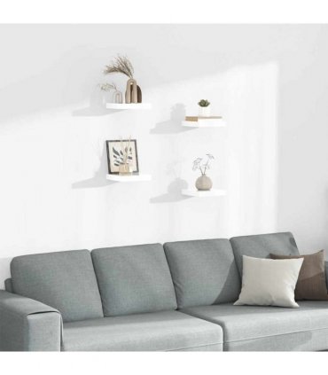 vidaXL Floating Wall Shelves 4 pcs High Gloss White 23x23,5x3,8 cm MDF