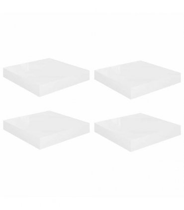 vidaXL Floating Wall Shelves 4 pcs High Gloss White 23x23,5x3,8 cm MDF