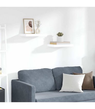 vidaXL Floating Wall Shelves 2 pcs High Gloss White 40x23.5x3.8 cm MDF