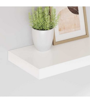 vidaXL Floating Wall Shelves 2 pcs High Gloss White 40x23.5x3.8 cm MDF