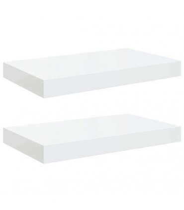 vidaXL Floating Wall Shelves 2 pcs High Gloss White 40x23.5x3.8 cm MDF