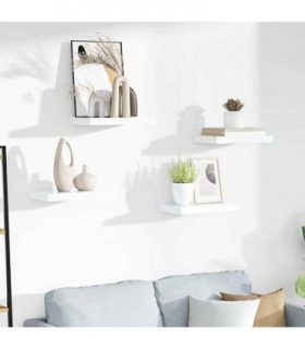 vidaXL Floating Wall Shelves 4 pcs High Gloss White 40x23.5x3.8 cm MDF