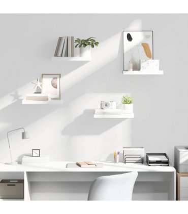 vidaXL Floating Wall Shelves 4 pcs High Gloss White 40x23.5x3.8 cm MDF