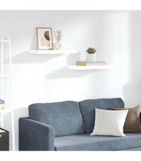 vidaXL Floating Wall Shelves 2 pcs High Gloss White 50x23.5x3.8 cm MDF