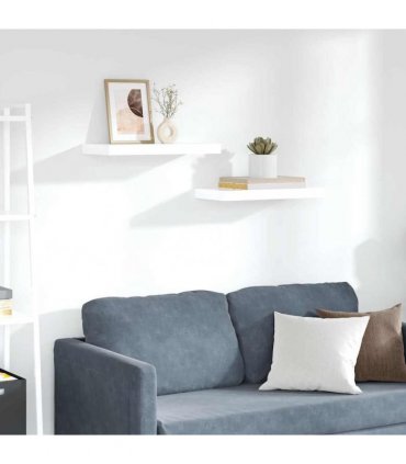vidaXL Floating Wall Shelves 2 pcs High Gloss White 50x23.5x3.8 cm MDF