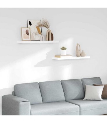 vidaXL Floating Wall Shelves 2 pcs High Gloss White 80x23,5x3,8 cm MDF