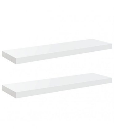 vidaXL Floating Wall Shelves 2 pcs High Gloss White 80x23,5x3,8 cm MDF