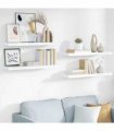 vidaXL Floating Wall Shelves 4 pcs High Gloss White 80x23,5x3,8 cm MDF