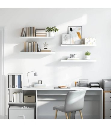 vidaXL Floating Wall Shelves 4 pcs High Gloss White 80x23,5x3,8 cm MDF