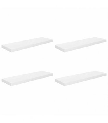 vidaXL Floating Wall Shelves 4 pcs High Gloss White 80x23,5x3,8 cm MDF