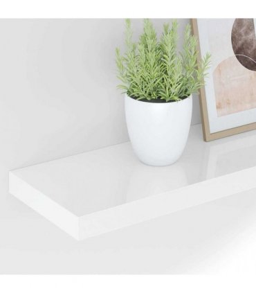 vidaXL Floating Wall Shelf High Gloss White 90x23,5x3,8 cm MDF