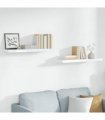 vidaXL Floating Wall Shelves 2 pcs High Gloss White 90x23,5x3,8 cm MDF