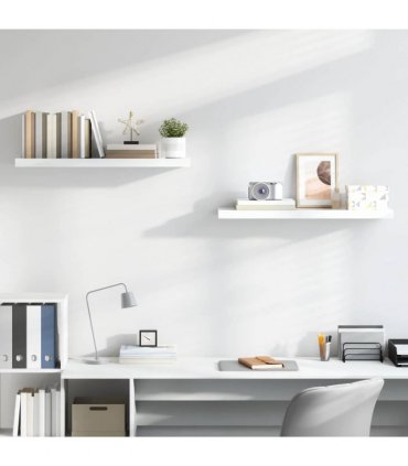 vidaXL Floating Wall Shelves 2 pcs High Gloss White 90x23,5x3,8 cm MDF