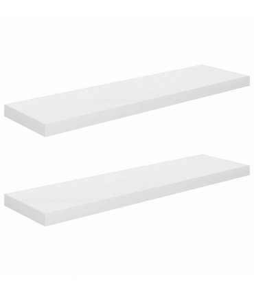 vidaXL Floating Wall Shelves 2 pcs High Gloss White 90x23,5x3,8 cm MDF