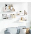 vidaXL Floating Wall Shelves 4 pcs High Gloss White 90x23,5x3,8 cm MDF
