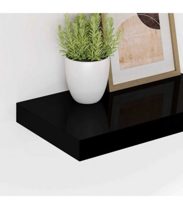 vidaXL Floating Wall Shelf High Gloss Black 40x23.5x3.8 cm MDF