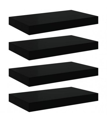 vidaXL Floating Wall Shelves 4 pcs High Gloss Black 40x23.5x3.8 cm MDF