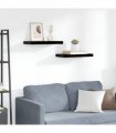 vidaXL Floating Wall Shelves 2 pcs High Gloss Black 50x23.5x3.8 cm MDF
