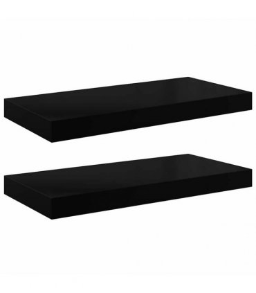 vidaXL Floating Wall Shelves 2 pcs High Gloss Black 50x23.5x3.8 cm MDF