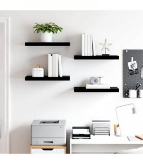 vidaXL Floating Wall Shelves 4 pcs High Gloss Black 50x23.5x3.8 cm MDF
