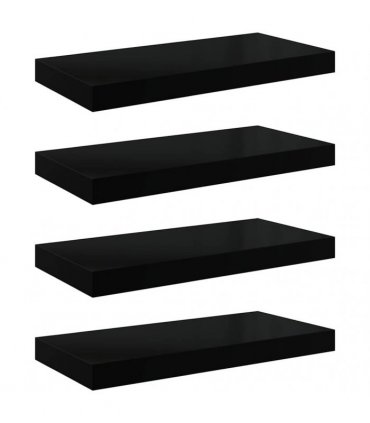 vidaXL Floating Wall Shelves 4 pcs High Gloss Black 50x23.5x3.8 cm MDF