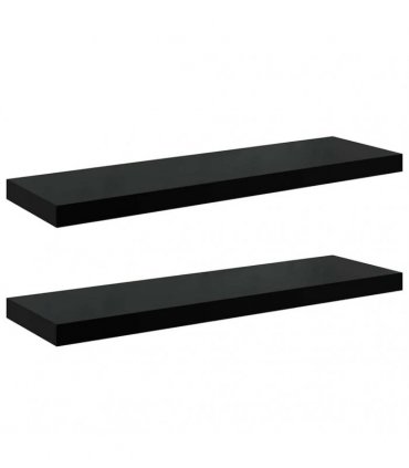 vidaXL Floating Wall Shelves 2 pcs High Gloss Black 80x23,5x3,8 cm MDF