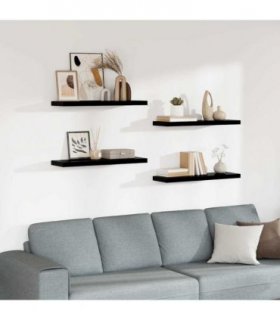 vidaXL Floating Wall Shelves 4 pcs High Gloss Black 80x23,5x3,8 cm MDF