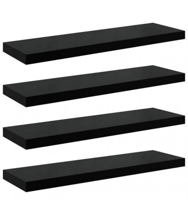 vidaXL Floating Wall Shelves 4 pcs High Gloss Black 80x23,5x3,8 cm MDF