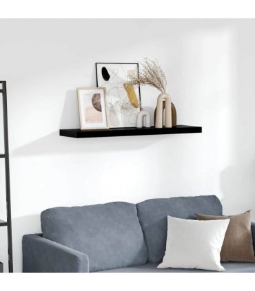 vidaXL Floating Wall Shelf High Gloss Black 90x23,5x3,8 cm MDF