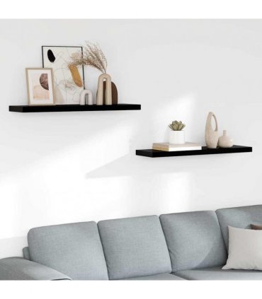 vidaXL Floating Wall Shelves 2 pcs High Gloss Black 90x23,5x3,8 cm MDF