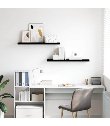 vidaXL Floating Wall Shelves 2 pcs High Gloss Black 90x23,5x3,8 cm MDF