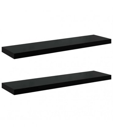 vidaXL Floating Wall Shelves 2 pcs High Gloss Black 90x23,5x3,8 cm MDF