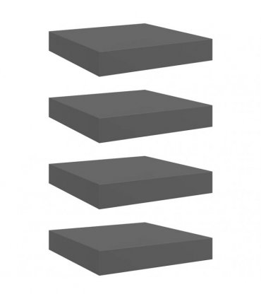 vidaXL Floating Wall Shelves 4 pcs High Gloss Grey 23x23,5x3,8 cm MDF