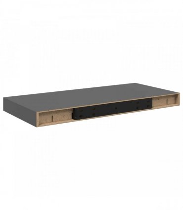 vidaXL Floating Wall Shelves 2 pcs High Gloss Grey 50x23.5x3.8 cm MDF
