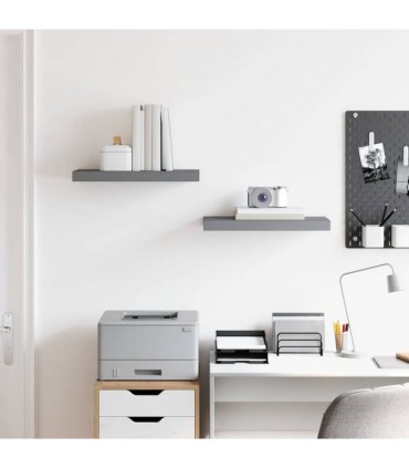 vidaXL Floating Wall Shelves 2 pcs High Gloss Grey 50x23.5x3.8 cm MDF