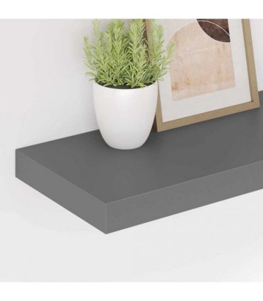 vidaXL Floating Wall Shelves 2 pcs High Gloss Grey 50x23.5x3.8 cm MDF