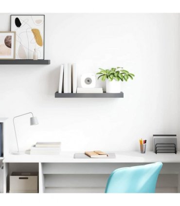 vidaXL Floating Wall Shelf High Gloss Grey 60x23,5x3,8 cm MDF