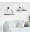 vidaXL Floating Wall Shelves 2 pcs High Gloss Grey 60x23,5x3,8 cm MDF